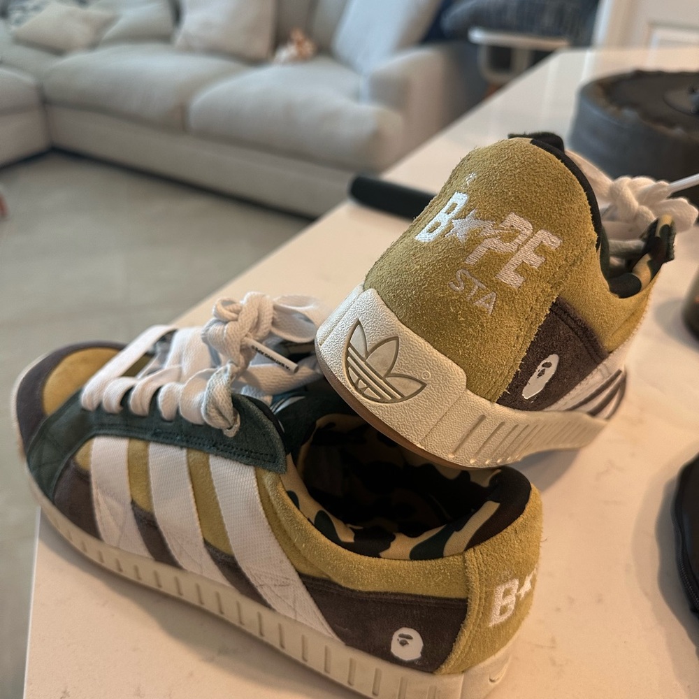 Bape Kids Sneakers - Olive and White